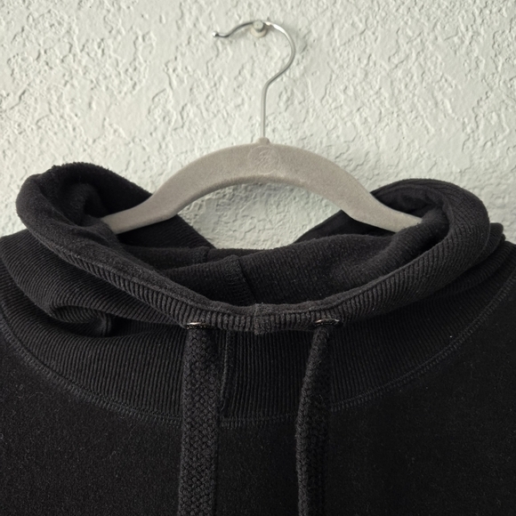 Sweaty Betty M Black Cotton Hooded‎ Sweatshirt High Neck Thumbholes - Picture 4 of 8